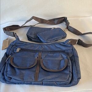 Stylish Blue and Brown Crossbody Bag Set